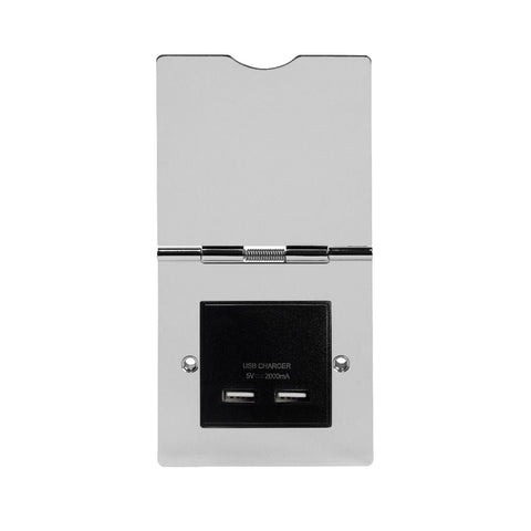 Screwless Polished Chrome USB Charger Floor Socket 1 Gang - SE Home