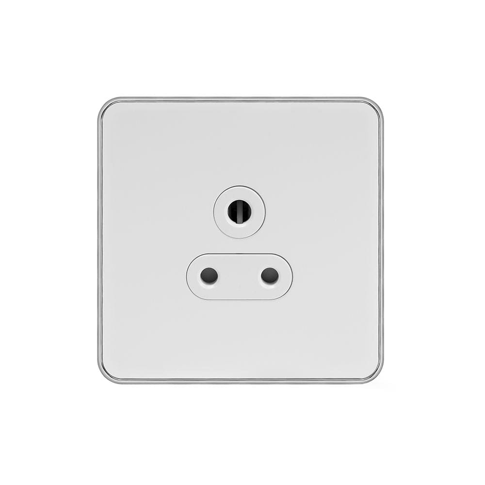 Screwless Fusion White Metal Plate with Chrome Edge 5 Amp Unswitched S ...