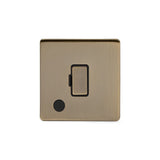 Screwless Antique Brass - Black Trim - Slim Plate Screwless Antique Brass 13A Unswitched Connection Unit Flex Outlet