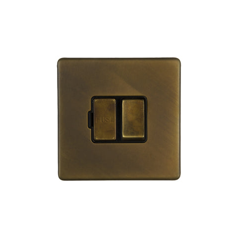 Screwless Vintage Brass 13A Double Pole Switched Fused Spur Unit (FCU)