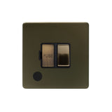 Screwless Bronze - Black Trim - Slim Plate Screwless Bronze 13A Switched Fuse Flex Outlet