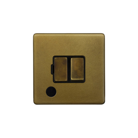 Screwless Old Brass 13A Switched Fused Spur Unit (FCU) Flex Outlet