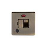 Screwless Antique Brass 13A Switched Fuse Connection Unit Flex Outlet With Neon - SE Home