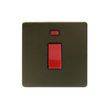 Screwless Bronze 45A 1 Gang Double Pole Switch & Neon (Small Plate) - SE Home