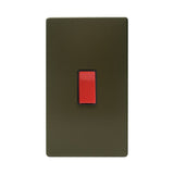 Screwless Bronze - Black Trim - Slim Plate Screwless Bronze 45A 1 Gang Double Pole Switch Large Plate