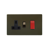 Screwless Bronze - Black Trim - Slim Plate Screwless Bronze 45A Cooker Control Unit & Neon