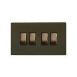 Screwless Bronze 10A 4 Gang Intermediate Light Switch - SE Home