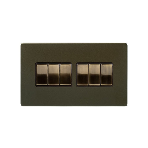 Screwless Bronze 10A 6 Gang 2 Way Light Switch - SE Home