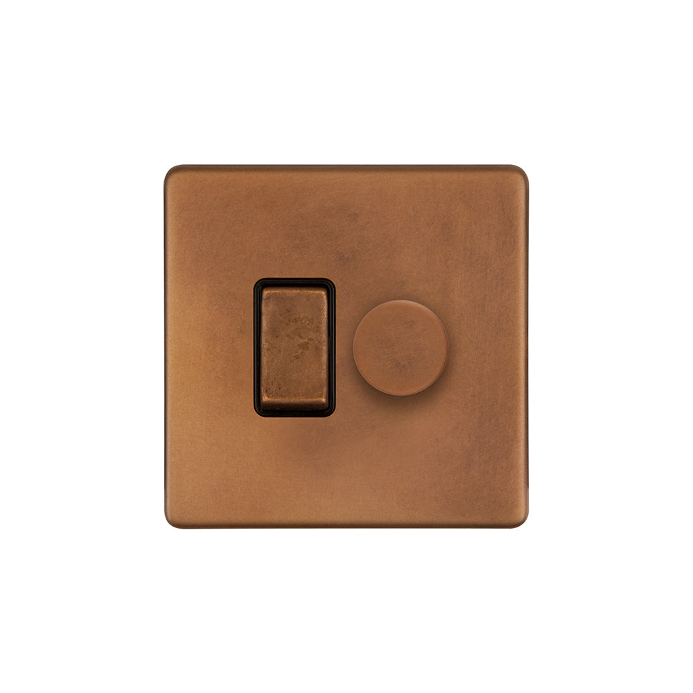 Single Rocker Light Switch Copper Screwless Antique Copper Dimmer and Rocker Switch Combo (2 Way Switch ...