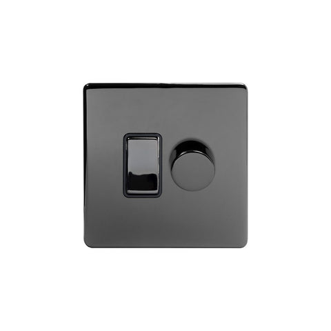 Screwless Black Nickel Dimmer and Rocker Light Switch Combo Screwless (2 Way Light Switch & 400w Trailing Dimmer) - SE Home