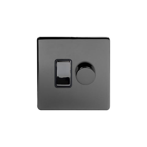 Screwless Black Nickel Dimmer and Rocker Light Switch Combo Screwless (2 Way Light Switch & 400w Trailing Dimmer)