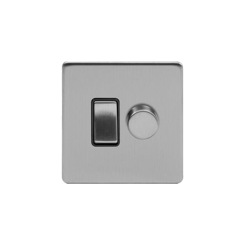 Screwless Brushed Chrome dimmer and Light Switch combo   (2 Way Switch & 400w Trailing Dimmer)