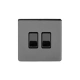 Screwless Black Nickel 2 Gang Intermediate & 2 Way Light Switch - SE Home