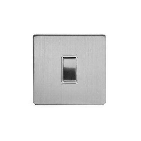 Screwless Brushed Chrome 1 Gang Retractive Light Switch - SE Home