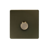 Screwless Bronze 250W 1 Gang 2 Way Trailing Dimmer Light Switch - SE Home