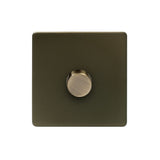 Screwless Bronze - Black Trim - Slim Plate Screwless Bronze 250W 1 Gang 2 Way Trailing Dimmer Light Switch