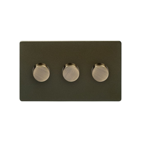 Screwless Bronze 250W 3 Gang 2 Way Trailing Dimmer Light Switch - SE Home