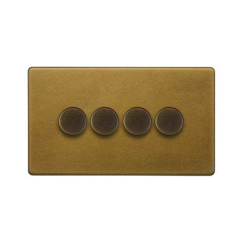 Screwless Old Brass 4 Gang 400W LED Dimmer Light Switch