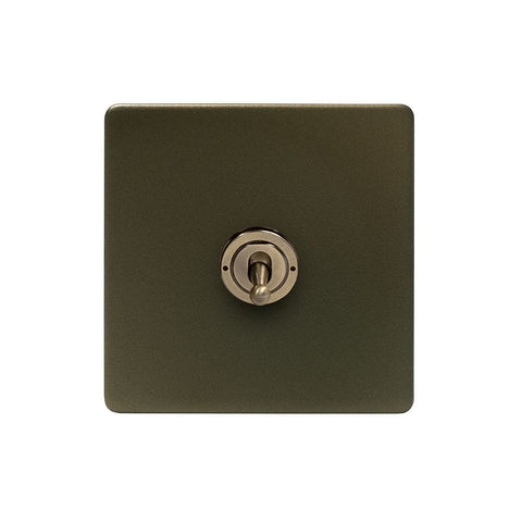Screwless Bronze - Black Trim - Slim Plate Screwless Bronze 20A 1 Gang 2 Way Toggle Light Switch