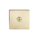 Screwless Brushed Brass 1 Gang Retractive Toggle Light Switch - SE Home
