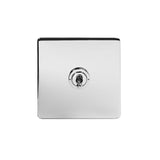 Screwless Polished Chrome - White Trim - Slim Plate Screwless Polished Chrome 1 Gang Retractive Toggle Light Switch