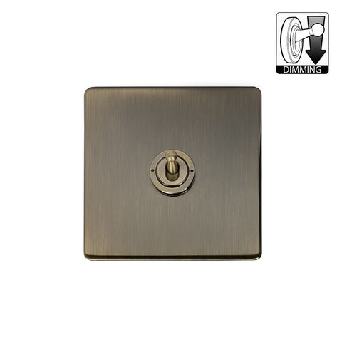 Screwless Antique Brass 1 Gang Dimming Toggle Light Switch - SE Home