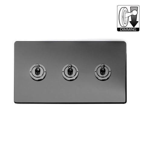 Screwless Black Nickel 4 Gang Dimming Toggle Light Switch