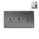 Screwless Black Nickel 3 Gang Dimming Toggle Light Switch