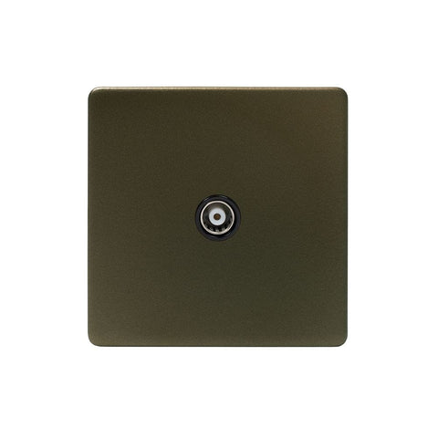 Screwless Bronze - Black Trim - Slim Plate Screwless Bronze 1 Gang Satellite Socket