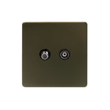 Screwless Bronze - Black Trim - Slim Plate Screwless Bronze TV& Satellite Socket