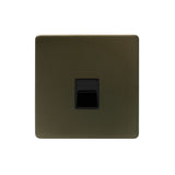 Screwless Bronze - Black Trim - Slim Plate Screwless Bronze 1 Gang Telephone Secondary Socket-BT