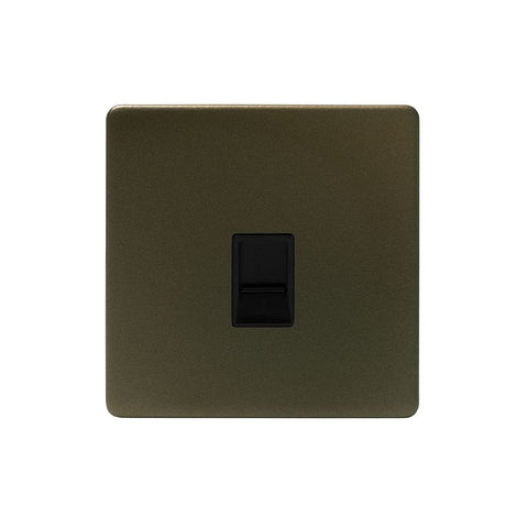 Screwless Bronze - Black Trim - Slim Plate Screwless Bronze 1 Gang Data Socket RJ45 Cat5/6