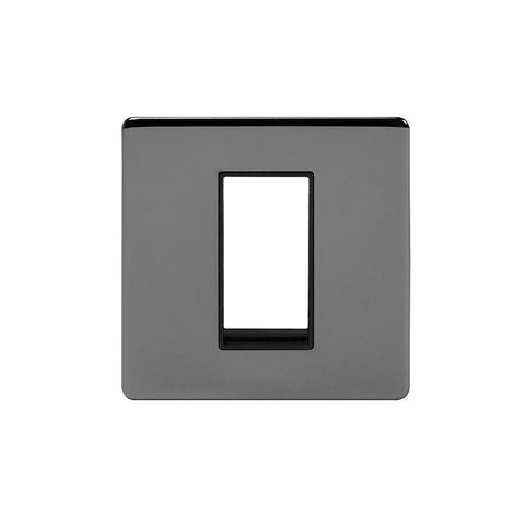 Screwless Black Nickel - Black Trim - Slim Plate Screwless Black Nickel Single Data Plate 1 Module - Black
