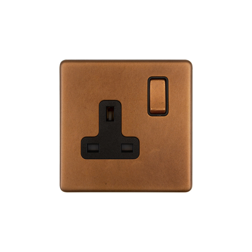 Screwless Antique Copper 1 Gang Double Pole Socket Single 13A – SE Home