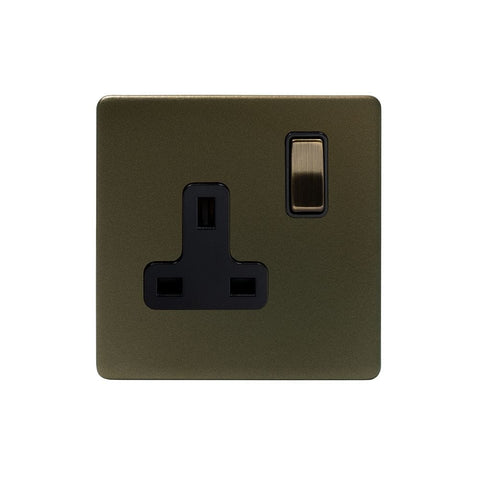 Screwless Bronze 13A 1 Gang Switched Plug Socket- DP - SE Home