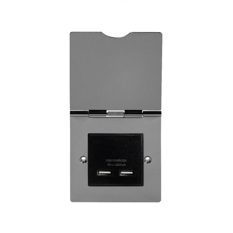 Screwless Black Nickel USB Charger Floor Socket 1 Gang - SE Home