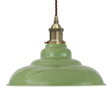 Mint Green St Edmund's Painted Pendant Light - Antique Brass Lamp Holder & Ceiling Rose - SE Home