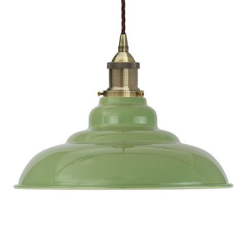 Mint Green St Edmund's Painted Pendant Light - Antique Brass Lamp Holder & Ceiling Rose - SE Home