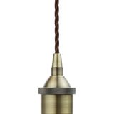 Modern Hand Painted Iron Pendant Lights Slate Grey Lincoln Painted Pendant Light - Antique Brass Lamp Holder & Ceiling Rose