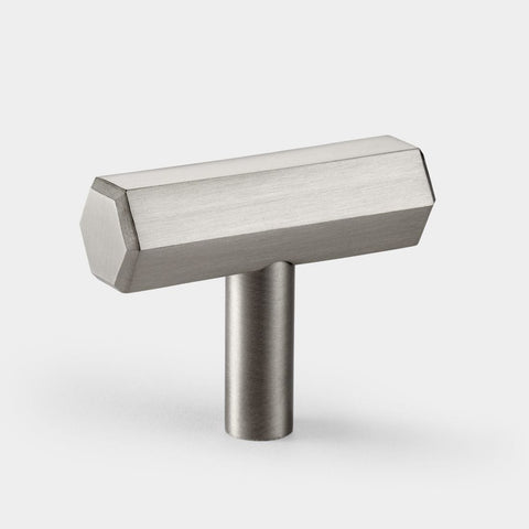 T Bar Hexagonal Brass Cupboard Door Handle - Silver - SE Home