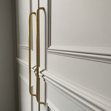 Handles Curved Brass Cupboard Bar Handle - Satin Brass - Hole Centre 448mm