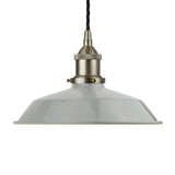 French Grey Small Trinity Metal Painted Pendant Light - Brushed Chrome Lamp Holder & Ceiling Rose - SE Home