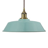 Duck Egg Blue Chancery Painted Pendant Light - Antique Brass Lamp Holder & Ceiling Rose - SE Home