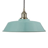 Modern Hand Painted Iron Pendant Lights Duck Egg Blue Chancery Painted Pendant Light - Brushed Chrome Lamp Holder & Ceiling Rose