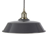 Modern Hand Painted Iron Pendant Lights Slate Grey Chancery Painted Pendant Light - Brushed Chrome Lamp Holder & Ceiling Rose