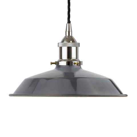 Slate Grey Small Trinity Metal Painted Pendant Light - Nickel Lamp Holder & Ceiling Rose - SE Home