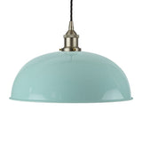 Modern Hand Painted Iron Pendant Lights Duck Egg Blue Worcester Painted Pendant Light - Brushed Chrome Lamp Holder & Ceiling Rose