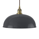 Slate Grey Worcester Painted Pendant Light - Antique Brass Lamp Holder & Ceiling Rose - SE Home