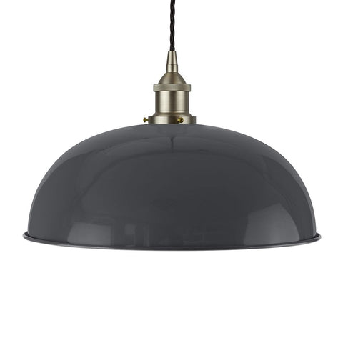 Slate Grey Worcester Painted Pendant Light - Brushed Chrome Lamp Holder & Ceiling Rose - SE Home